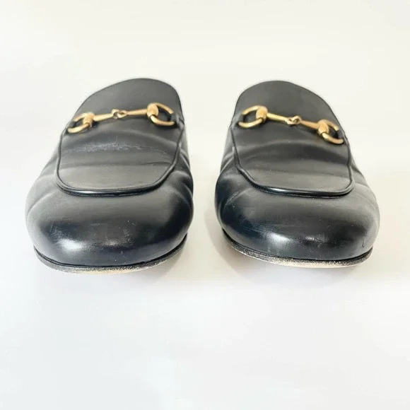 Gucci Princetown Horsebit Black Mule Shoes Loafer Leather Slipper EU 38.5 US 8.5 - Picture 5 of 10